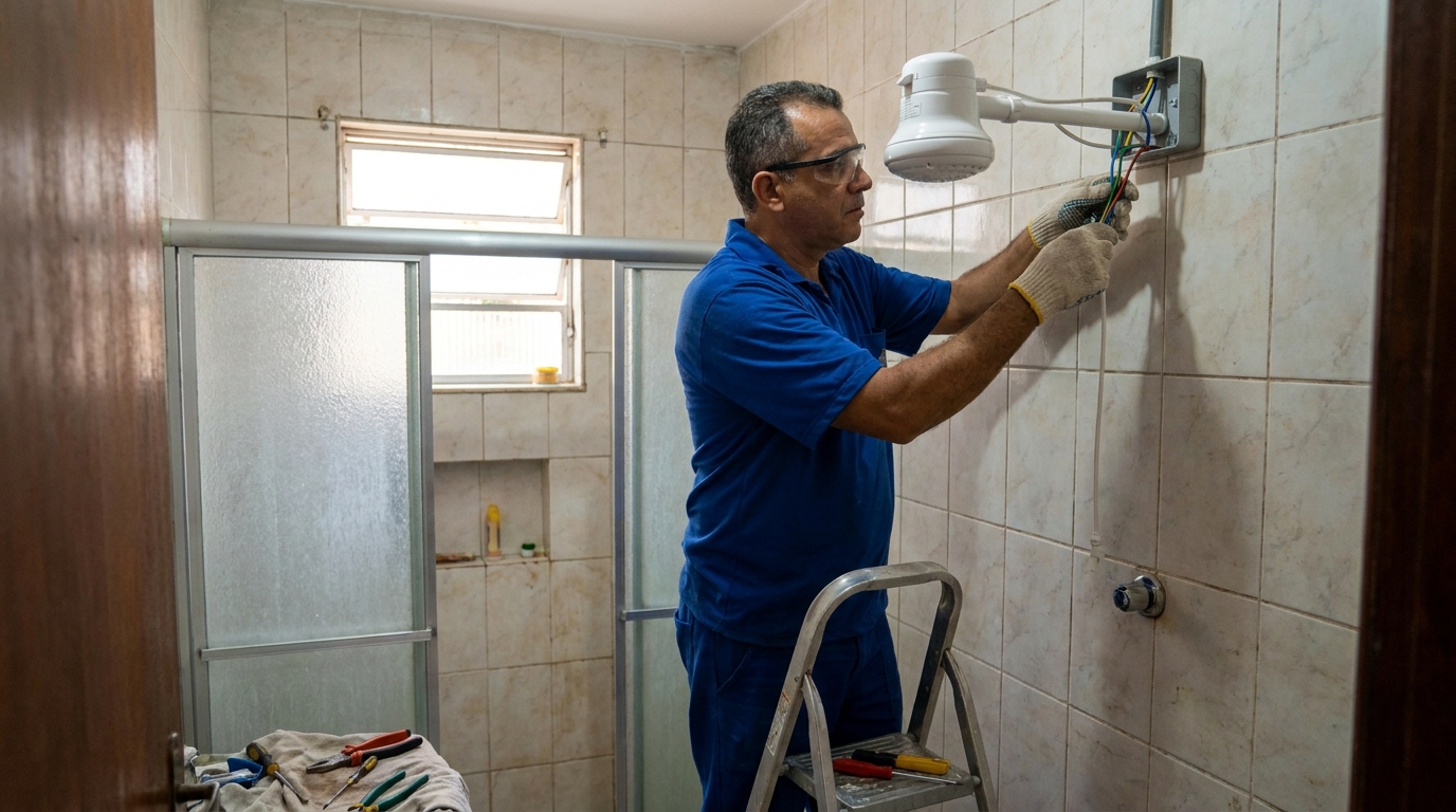 Substituição de Chuveiro Antigo no Barro, Recife‑PE